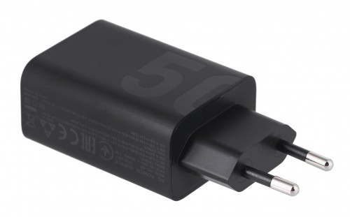 Motorola Charger TurboPower 50W Duo USB-C + USB-A  w/ USB-C cable, Black image 1