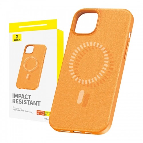 Magnetic Phone Case for iPhone 15 ProMax Baseus Fauxther Series (Orange) image 1