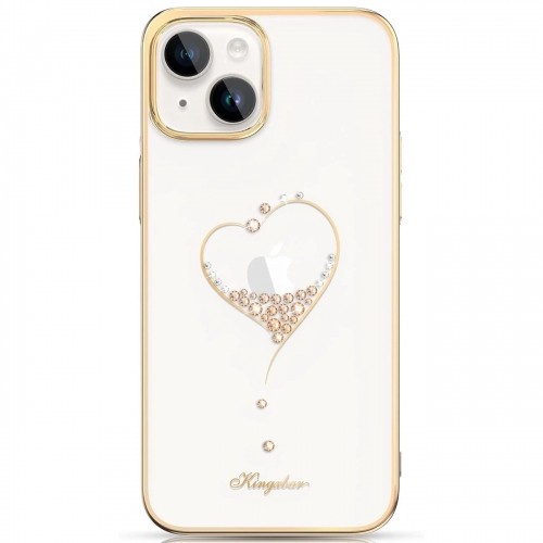 Kingxbar Wish Series silicone case with crystals for iPhone 15 - gold image 1
