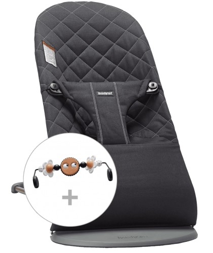 Babybjorn BABYBJÖRN šūpuļkrēsls BLISS Cotton Classic Quilt, black + rotaļlieta, 606030 image 1
