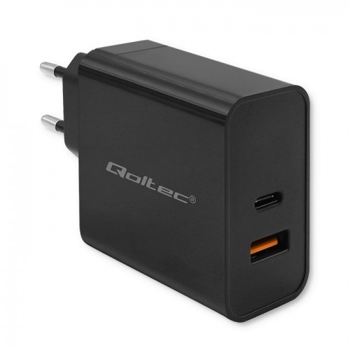 Qoltec 52381 Super Quick PD charger | 1xUSB-C | 1xUSB| 90W | 5-20V | 2.4-4.35A | Black image 1