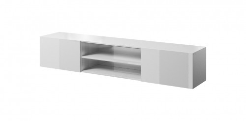 Cama Meble RTV cabinet SLIDE 200K 200x40x37 cm all glossy white image 1