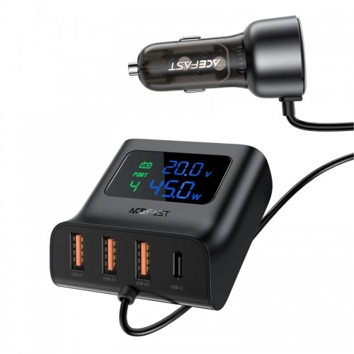Acefast B11 138W USB-A USB-C Car Charger with 6 Ports - Black image 1