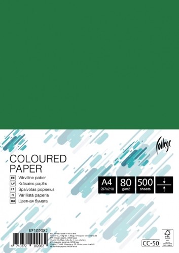 Krāsains papīrs College A4, 80g/m², 500 lapas, CC-50, Green image 1