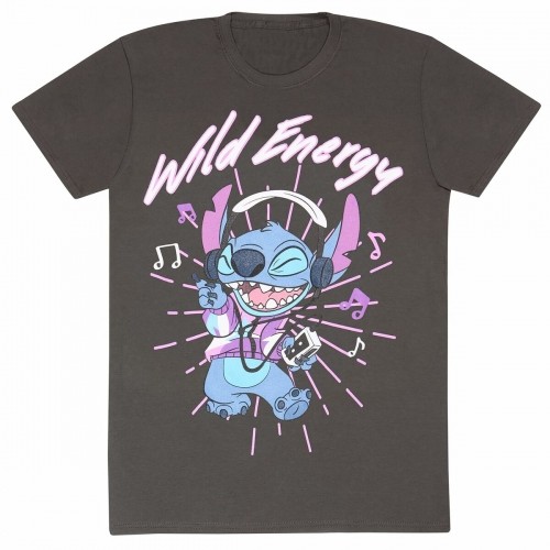 Krekls ar Īsām Piedurknēm Stitch Wild Energy Grafīts Unisekss image 1