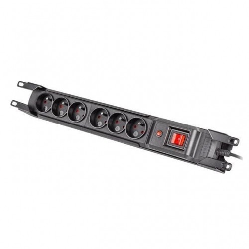 Armac M6 Rack 19" | Barošanas sloksne | pretpārsprieguma sistēma, 6 rozetes, 1,5 m kabelis, melns image 1