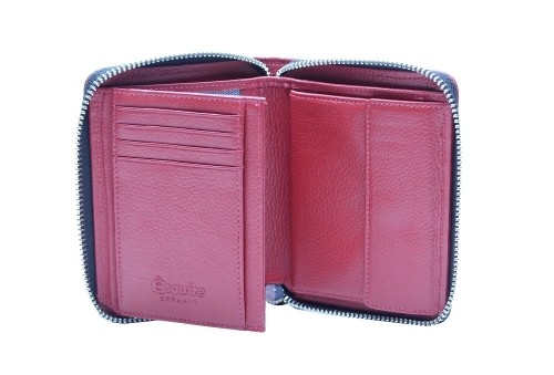 ESQUIRE ZIPPER WALLET PIPING, Black/Red image 1