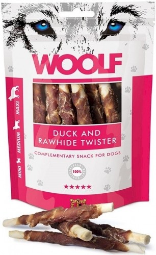 WOOLF Duck rawhide twister - dog treat - 100g image 1