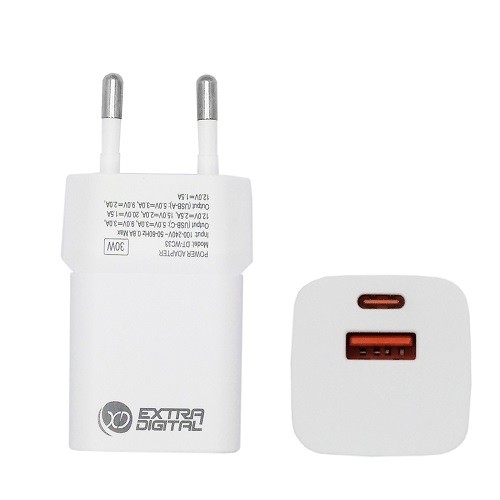 Extradigital Charger GaN USB Type-C, USB Type-A: 30W, PPS image 1