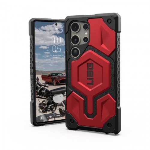 UAG Monarch Pro case for Samsung Galaxy S24 Ultra 5G with magnetic module - black and red image 1