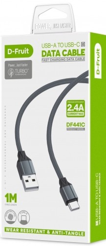 D-Fruit cable USB-A - USB-C 1m, grey (DF441C) image 1