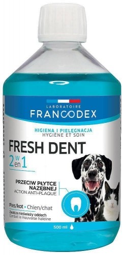 FRANCODEX Fresh dent - płyn do higieny jamy ustnej dla psów i kotów 500 ml image 1