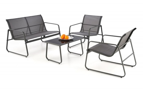 Halmar CONOR garden set (sofa + 2 chairs + coffee table), dark grey / light grey image 1