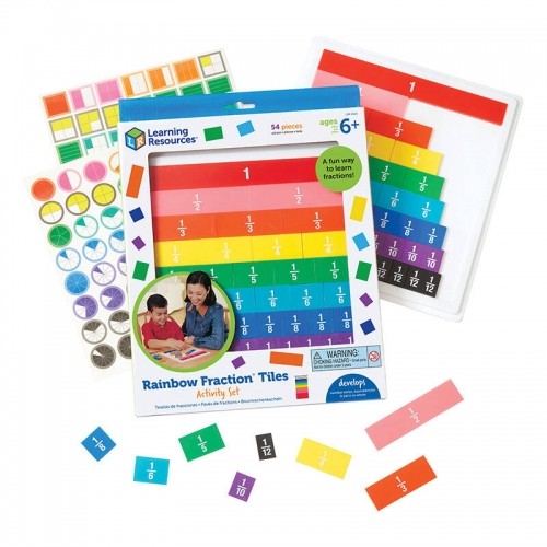 Rainbow Fraction Tiles With Tray Learning Resources LER 0615 image 1