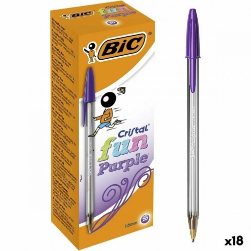 Lodīšu Pildspalvu Komplekts Bic Cristal Fun Violets 1,6 mm (18 gb.) image 1