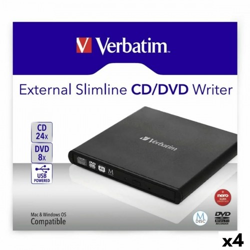 Ārējais Ierakstītājs Verbatim Slimline CD/DVD Melns image 1