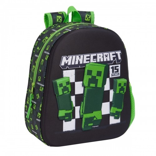 Школьный рюкзак 3D Minecraft Чёрный Зеленый 27 x 33 x 10 cm image 1