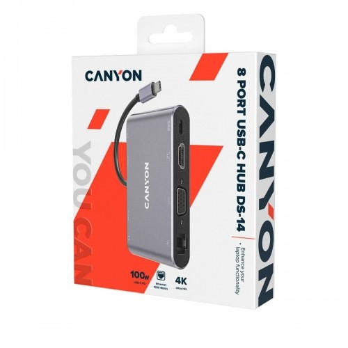 Canyon USB Centrmezgls CNS-TDS14 Pelēks (1 gb.) image 1
