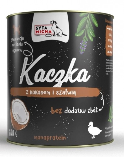 SYTA MICHA Duck with coconut and sage - wet dog food - 800g image 1