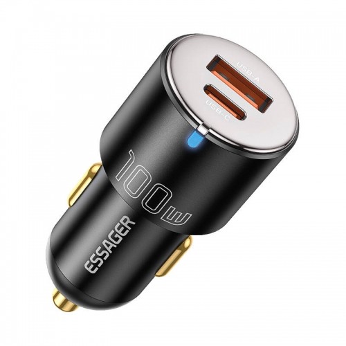 Car Charger USB-A+USB-C 100W Essager (black) image 1