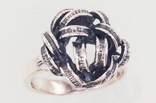 Серебряное кольцо #2101560(POx-Bk), Серебро 925°, оксид (покрытие), Размер: 17.5, 4.7 гр. image 1