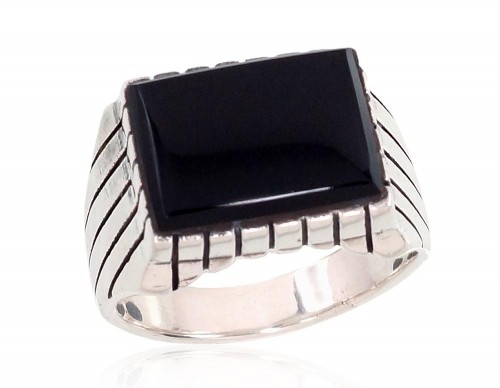 Серебряное кольцо #2101357(POx-Bk)_ON, Серебро 925°, оксид (покрытие), Оникс, Размер: 20.5, 10.5 гр. image 1