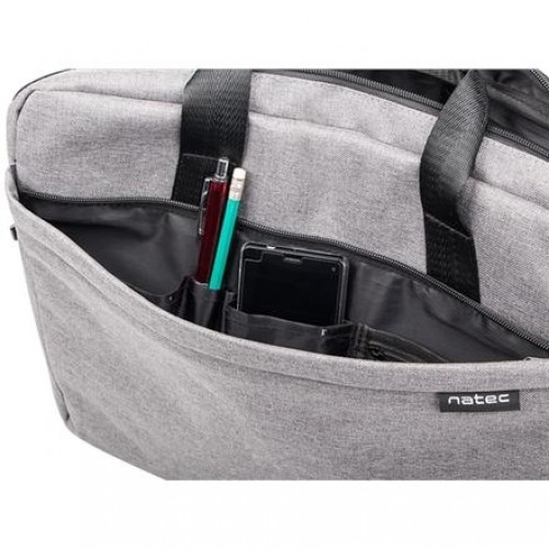 Natec Laptop Bag, Mustela, 15.6", Grey | Natec | Fits up to size 15.6 " | Mustela | Toploading laptop case | Grey | Shoulder strap image 1
