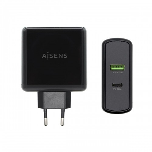 Автомобильное зарядное устройство с USB-портами Aisens ASCH-2PD30QC-BK 48 W Чёрный USB-C image 1