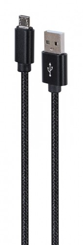 Gembird CCDB-mUSB2B-AMBM-6 Cotton braided Micro-USB cable with metal connectors, 1.8 m, black image 1