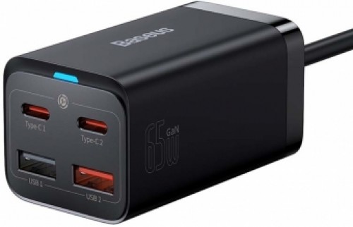 Lādētājs Baseus GaN3 Pro Quick Charger 2 x USB-C / 2x USB 65W Black image 1