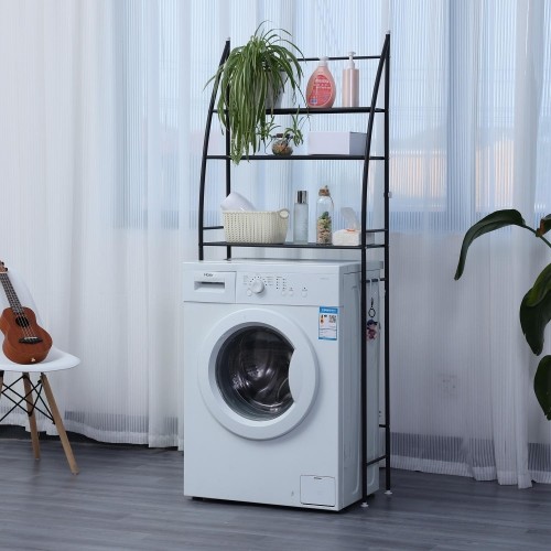 Herzberg Home & Living Herzberg HG-03305: 3-Tier Washing Machine and Bathroom Storage Shelf Organizer Black image 1