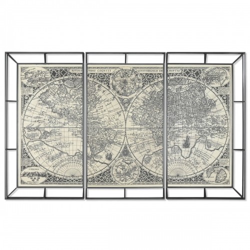 Набор из трех картин Home ESPRIT Белый Чёрный Карта Мира 222 x 8 x 140 cm (3 Предметы) image 1