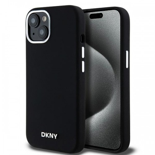 DKNY DKHMP14SSMCHLK iPhone 14 | 15 | 13 6.1" czarny|black hardcase Liquid Silicone Small Metal Logo MagSafe image 1