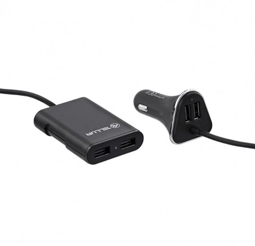 Tellur Car Charger with extension, 4*USB, 9.6A, 1.8m black image 2