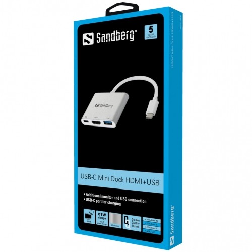 Sandberg 136-00 USB-C Mini Dock HDMI+USB image 2
