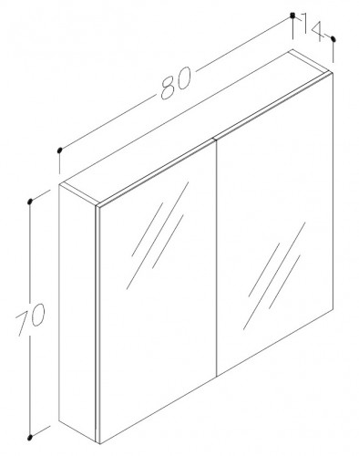 Шкафчик с зеркальными дверцами Raguvos Baldai SCANDIC 80 CM glossy white 1500511 image 2