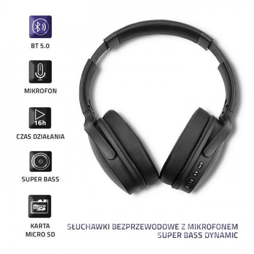 Qoltec Headphones wireless BT,microphone super bas image 2