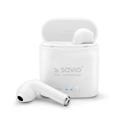 Savio TWS-01 Wireless Bluetooth Earphones Headset Sunglasses USB Type-C White image 2