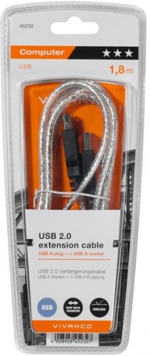 Vivanco кабель USB 2.0 AM-AF 1.8 м (45232) image 2
