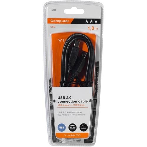 Vivanco CC U4 18 USB cable 1.8 m USB 2.0 USB A USB B Black image 2
