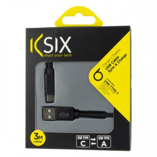 USB-C Cable to USB KSIX 3 m Melns image 2