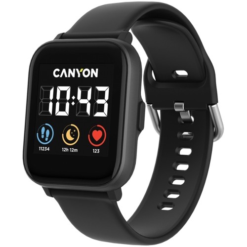 Canyon Smart watch, 1.4inches IPS full touch screen, with music player plastic body, IP68 waterproof, multi-sport mode, compatibility with iOS and android, , Host: 42.8*36.8*10.7mm, Strap: 22*250mm, 45g image 2