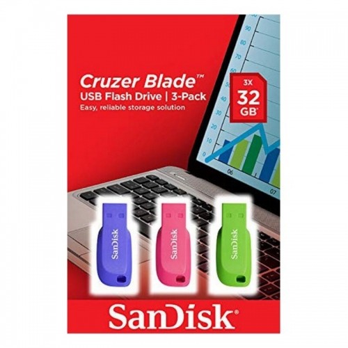 Zīmuļasināmais SanDisk SDCZ50C-032G-B46T USB 2.0 32 GB (3 uds) 32 GB image 2
