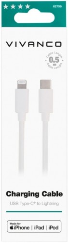 Vivanco cable Lightning - USB-C 50cm, white (62758) image 2