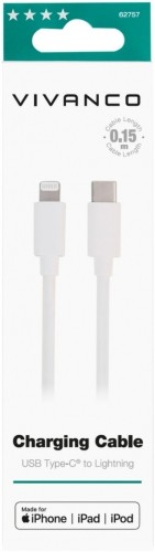 Vivanco cable Lightning - USB-C 15cm, white (62757) image 2