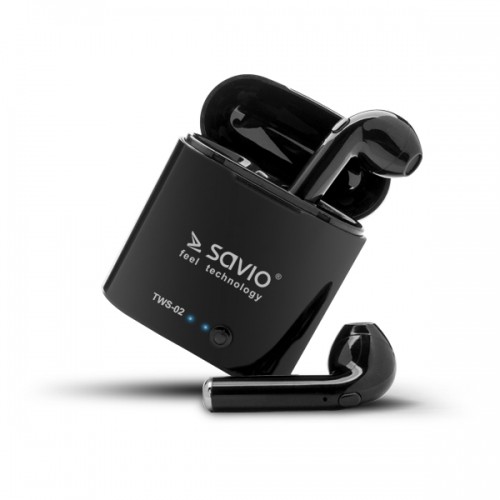 Savio TWS-02 Wireless Bluetooth Earphones, Black image 2