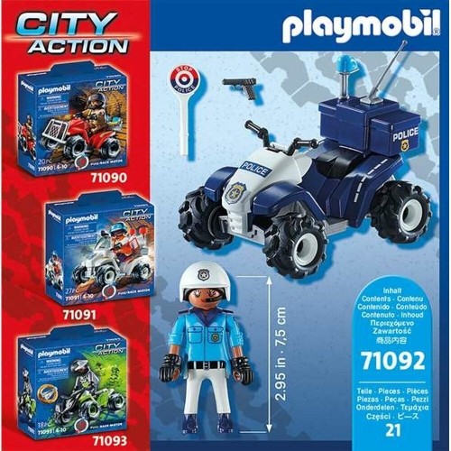 Transportlīdzekļu Rotaļu Komplekts Playmobil Speed Quad City Action 71092 Policists (21 pcs) image 2
