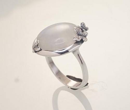Серебряное кольцо #2101449(POx-Bk)_MS, Серебро	925°, оксид (покрытие), Лунный камень , Размер: 21, 6.1 гр. image 2