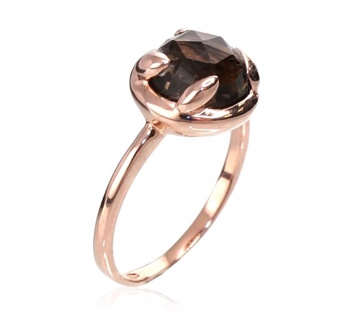 Золотое кольцо #1100055(Au-R)_KZSM, Красное Золото	585°, Дымчатый кварц , Размер: 16, 3.2 гр. image 2