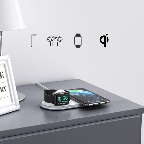 Choetech Qi 2in1 wireless charger for smartphones / Apple Watch with stand (MFI) USB Type C white (T317) image 2